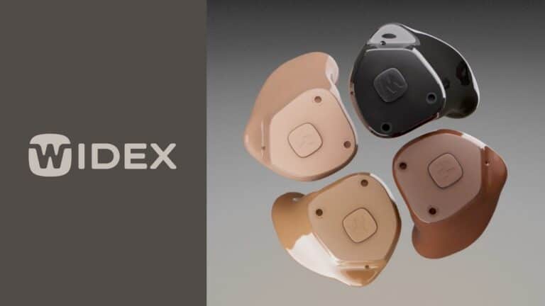 A selection of colors available for the Widex Allure ITC hearing aid.